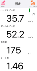 ダークスピードアイアンの飛距離を計測したデータ